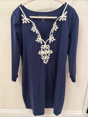 Lilly Pulitzer Navy Dress with White Embroidered Appliqué